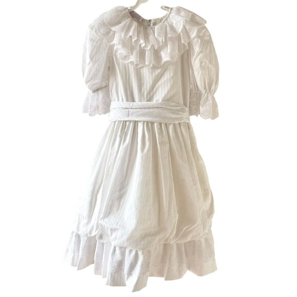 Dorissa Other - Vintage 1980s Dorissa White Lace Party Dress Girls Size 8 Ruffles Lace Petticoat